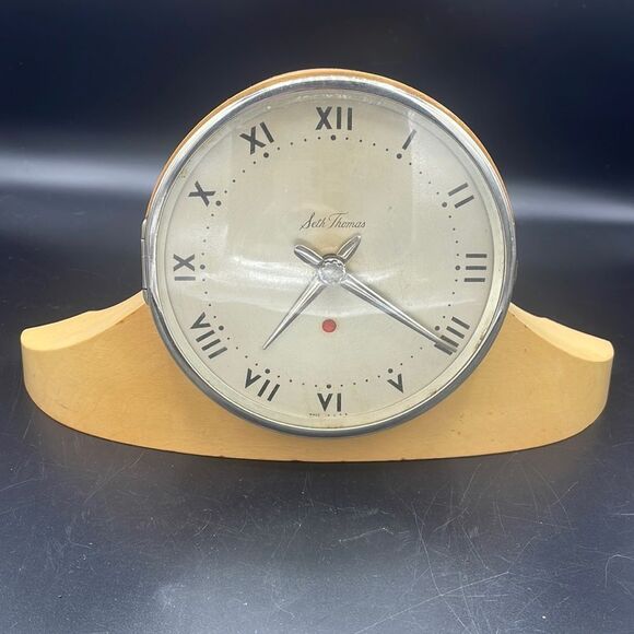 Vintage Art Deco Seth Thomas Electric Wood Mantel Clock Rare Find
